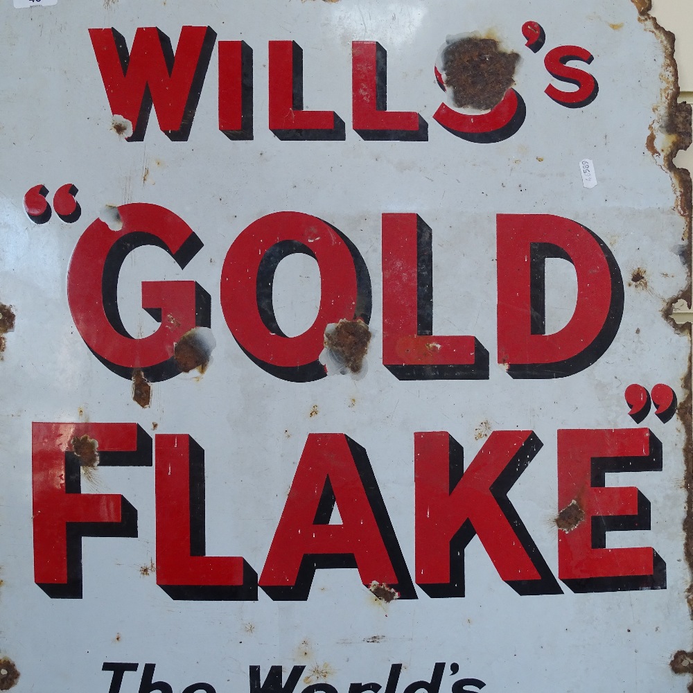 A Vintage enamelled advertising sign for Wills's Gold Flake, height 91cm - Image 2 of 2