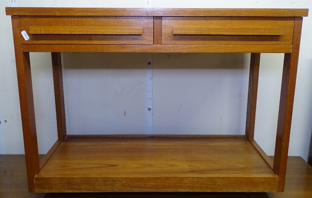 A small Danish teak side table, with 2 frieze drawers, W78cm, H57cm