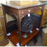 An Edwardian mahogany writing table, with 2 frieze drawers, raised on square legs, W86cm, H77cm