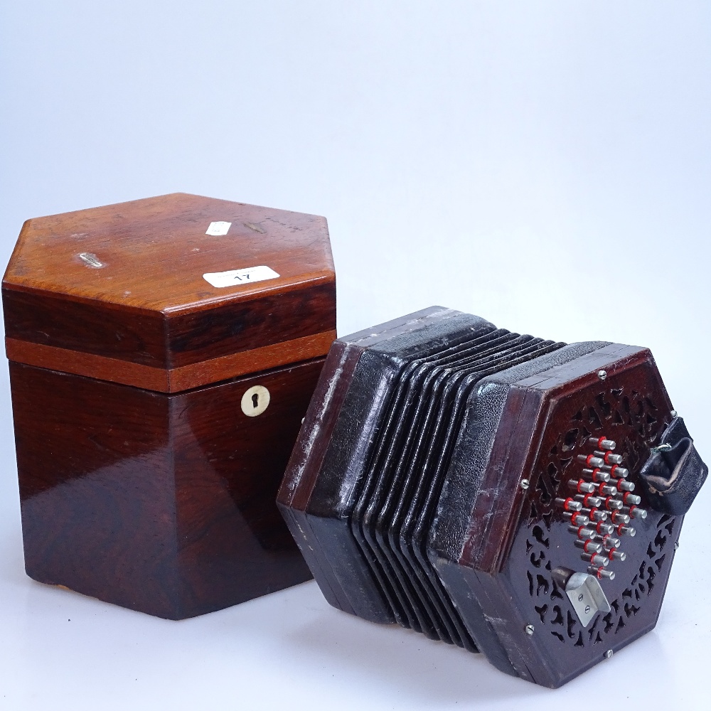 An Antique Lachenal & Co concertina in original mahogany case - Image 2 of 6