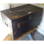 A large Victorian stained camphorwood travelling trunk, for R.A. Thorburn Buenos Aires, L99cm, H57cm
