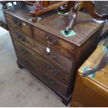 A George III oak chest of 2 short and 3 long drawers, on bracket feet, W100cm, H97cm