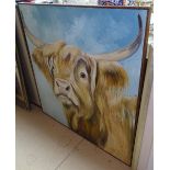 Clive Fredriksson, oil on canvas, Highland cow, 36" x 36", framed