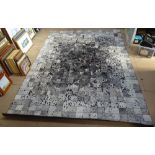 A large modern hide design chequered carpet, 300cm x 200cm