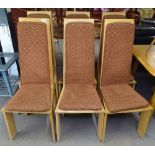 A set of 6 contemporary design craftsman made maple high-back dining chairs