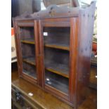 A Victorian mahogany hanging cabinet, with 2 glazed doors, W72cm, H70cm