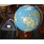 A leaded lantern, and a Philips 12" Political Challenge Globe