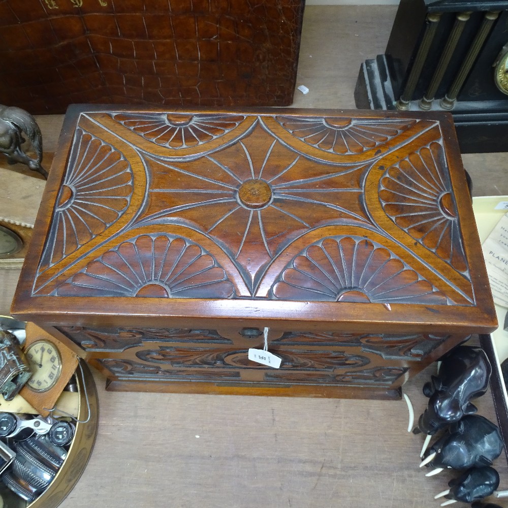 An Victorian table-top stationery cabinet, with fitted interior, fold down writing slope, - Image 3 of 13