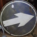 A French enamel circular road sign, Delacroix Brux, W70cm