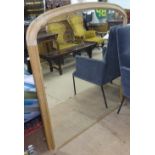 A pine-framed over-mantel mirror, H123cm, L124cm approx