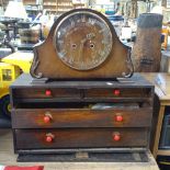 Engineer's tool chest and contents, and a Smiths mantel clock, width 33cm
