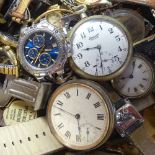 A collection of mixed wristwatches, pocket watches etc