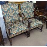 A pair of 19th century Gainsborough style upholstered open armchairs