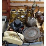 A coffee pot, an Oriental bell, a camera, a telephone etc