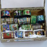 Miniature cloisonne boxes and napkin rings