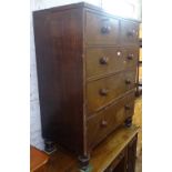 A 19th century mahogany 5-drawer chest on bun feet, W95cm, H118cm