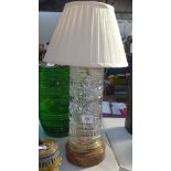 A Waterford Crystal table lamp on wooden plinth with shade, height 54cm overall