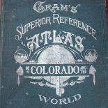 Cram's Atlas of Colorado and the World, published 1909, with War Department censor stamps, from