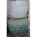 4 small textured garden plant pots