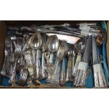A large quantity of Kings pattern silver plated cutlery (6 serving)