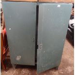 An industrial green painted metal 2-door cabinet, W91cm, H122cm