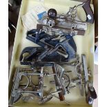 Record and Stanley woodworking planes, clamps etc