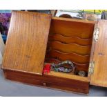 A Victorian walnut stationery box, width 36cm