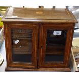 An Edwardian table-top cabinet, with 2 drawers and inlaid decoration, 34.5cm across