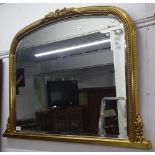 A modern gilt-framed bevelled-edge over-mantel mirror, W102cm, H68cm