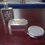 2 silver boxes, and an Eastern silver bottle