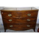 A 19th century mahogany bow-front 4-drawer chest on bracket feet, W102cm