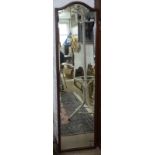 A mahogany-framed bevelled-edge mirror, H174cm, W48cm