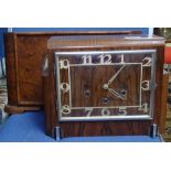 2 Art Deco walnut-cased mantel clocks
