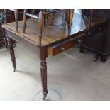 A Regency mahogany partners writing desk, with 4 frieze drawers, raised on fluted legs, L130cm,