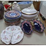 Booths soup tureen and bowls, hors d'oeuvres dishes, and decorative plates