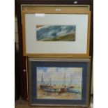 Various watercolours and prints, including large Pears print (7)