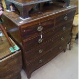 A Regency mahogany 5-drawer chest, on splayed bracket feet, W105cm, H106cm