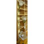 A painted metal standard lamp in the form of a flower, H170cm