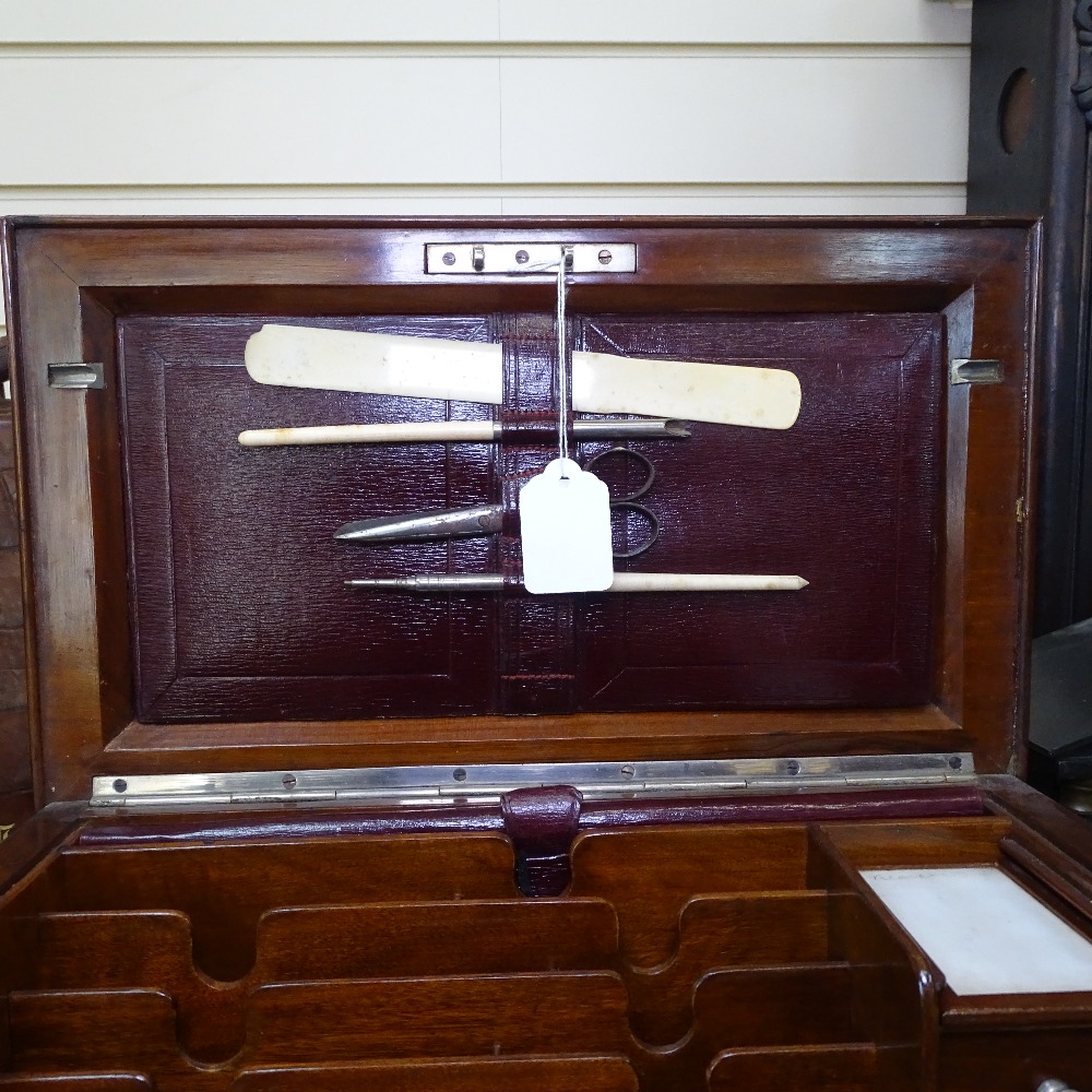 An Victorian table-top stationery cabinet, with fitted interior, fold down writing slope, - Image 9 of 13