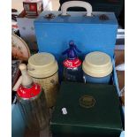 A picnic set, soda syphons, a Webb Crystal bowl etc