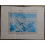Robert Taylor, limited edition coloured print, Spitfire, pencil signed by Group Captain Sir
