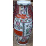 A Chinese porcelain vase with painted panels, 63cm