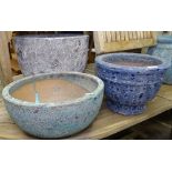 3 textured garden plant pots