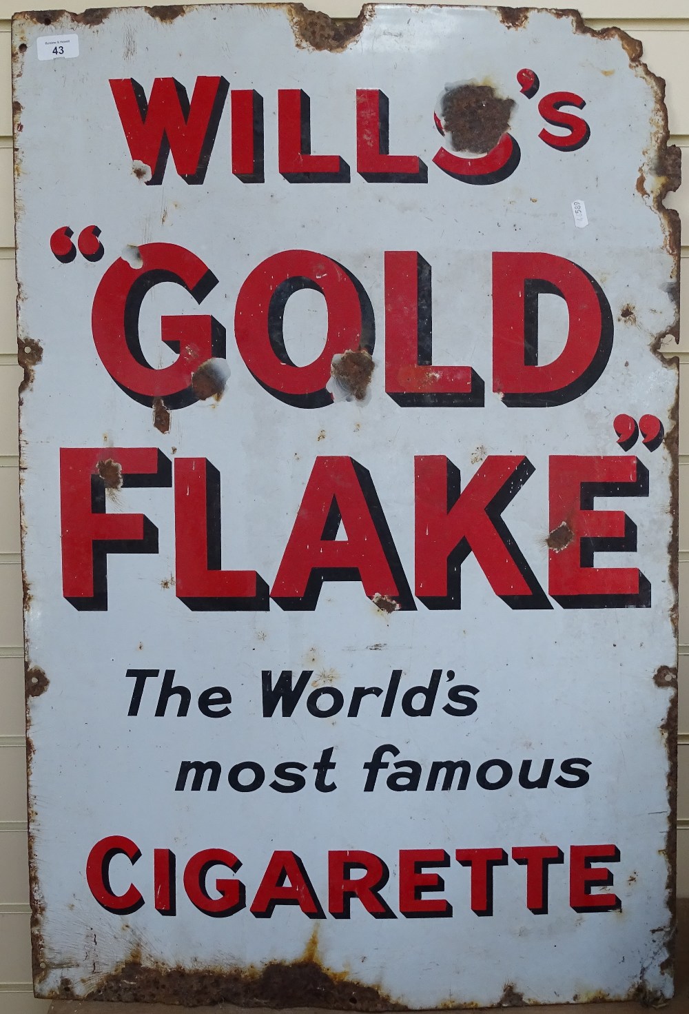 A Vintage enamelled advertising sign for Wills's Gold Flake, height 91cm