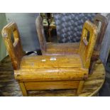 A pair of pitch pine stools, W50cm