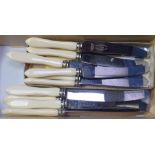 Cased sets of knives and plated cutlery