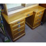 A Victorian satin-walnut knee-hole writing desk, with 9 short fitted drawers, W120cm, H71cm