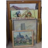 Various oil paintings, including T Braddell (7)