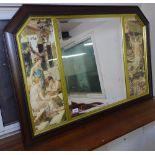 A modern stained-wood framed over-mantel mirror, W110cm