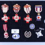 Enamelled Red Cross badges with ribbons etc
